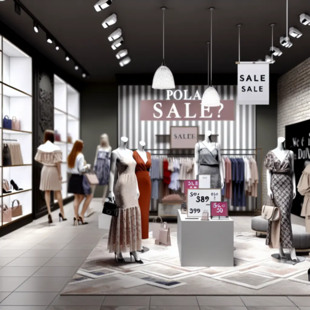 Stylowa modelka prezentująca ubrania objęte promocją i wyprzedażą