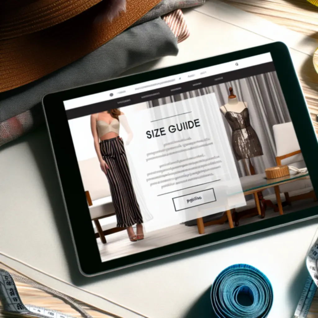 Tablet z przewodnikiem po rozmiarach odzieży w sklepie Fashionweario